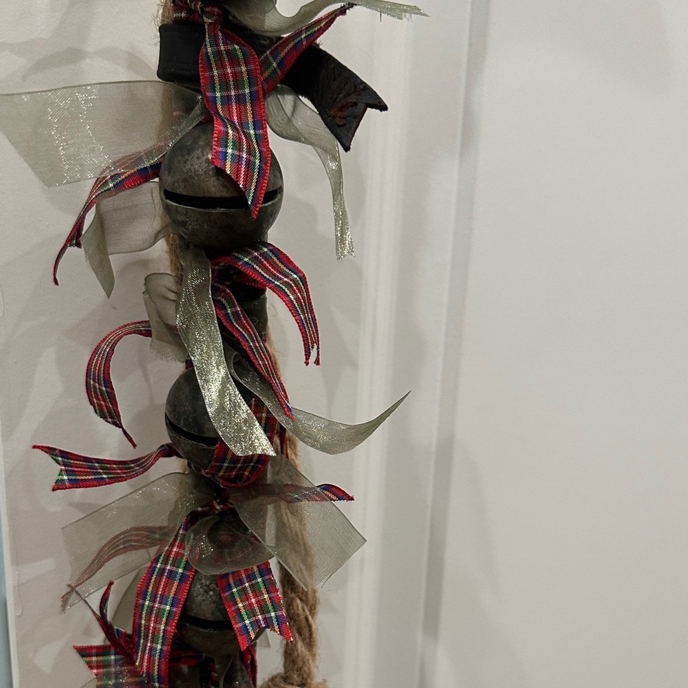 Decorative Rope Door Hanger with Red Plaid and Green Accents